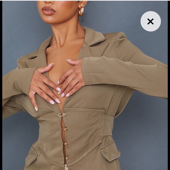 Khaki Corset Woven Blazer Size 10 NWT - Picture 2 of 5